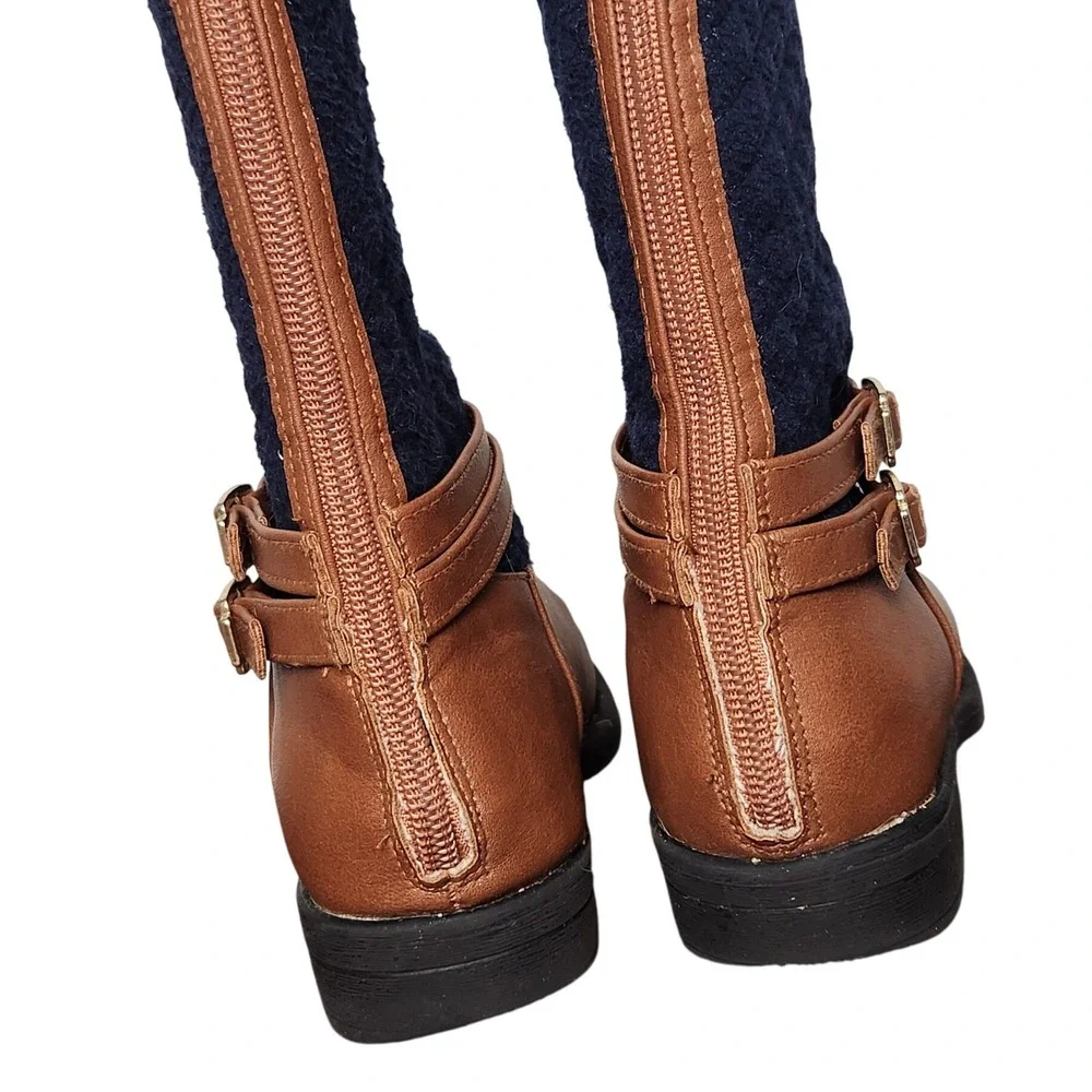 Nautica girls tall boot quilted navy &‎ brown Size 1